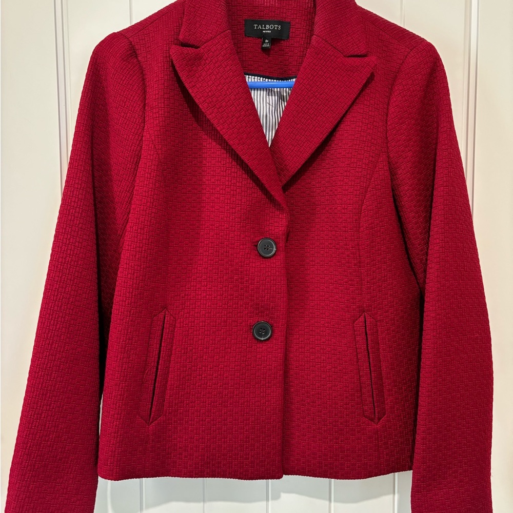 Talbots short red blazer. Size 8 petite. Great condition!